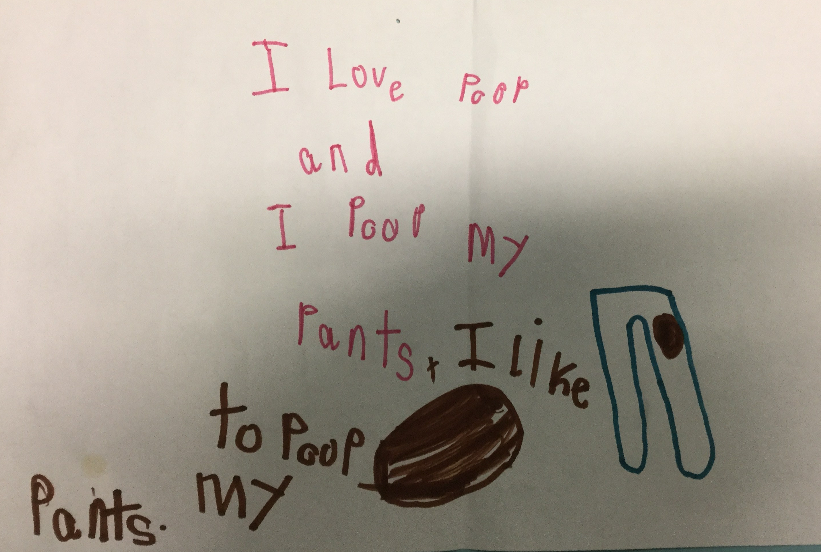 A picture of my daughter's writing. 