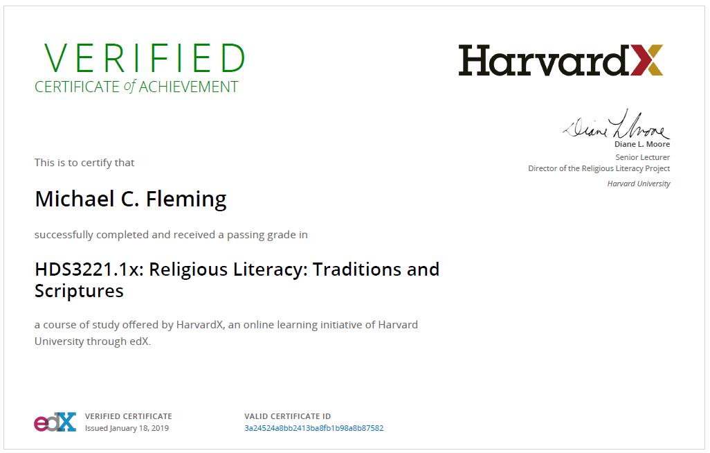 harvard certificate