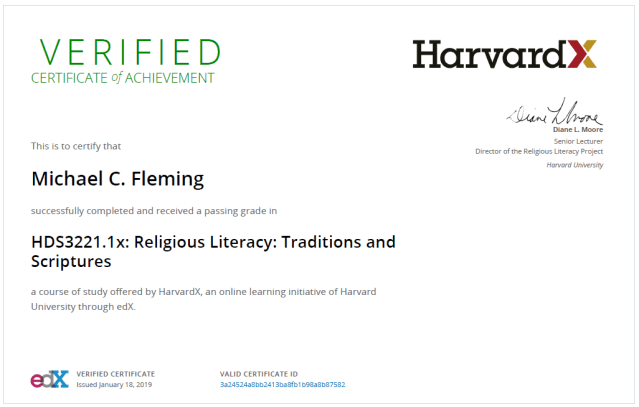 harvard certificate
